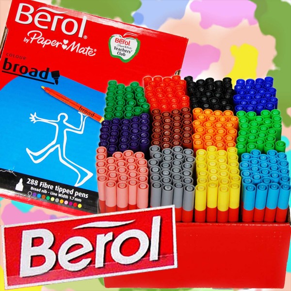 Berol Filzstifte Colour Broad - Karton mit 288 Stück in 12 Farben