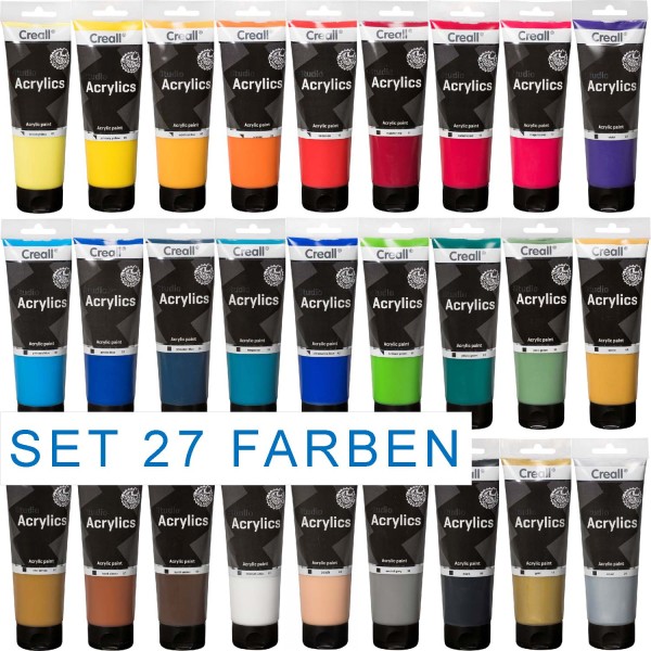 Acrylfarbe Creall Studio SET mit allen 27 Farben, 250 ml Tube pro Farbe