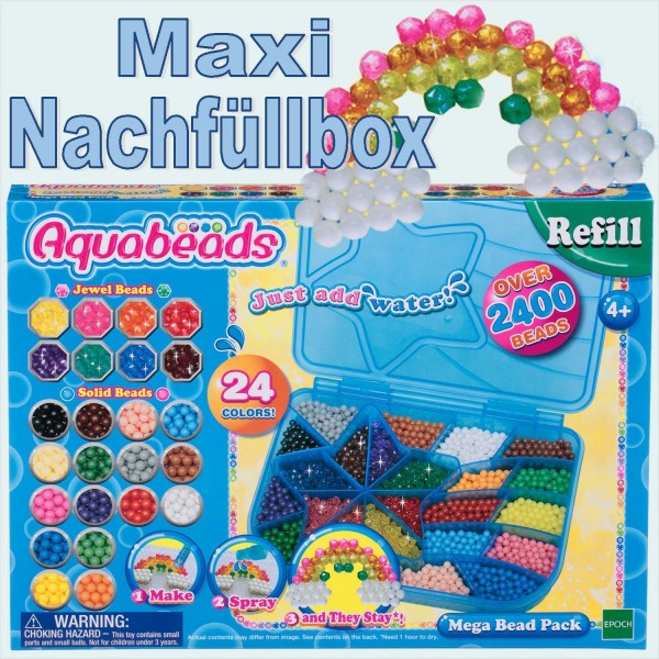Aquabeads Maxi Nachfüllbox, 2400 Perlen in 24 Farben