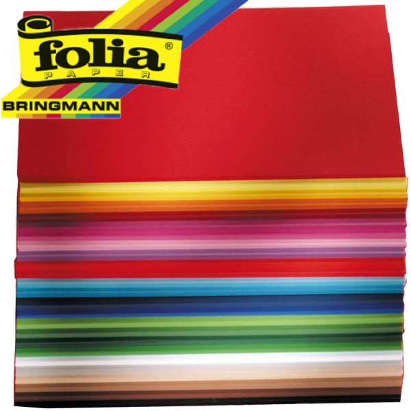 Tonpapier/Naturpapier 130 g/qm von Folia, Format A4, 500 Blatt in 25 Farben