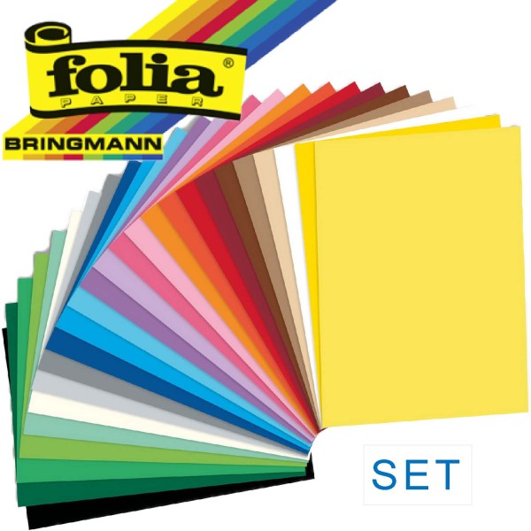 Tonpapier/Naturpapier SET von Folia, 130 g/qm, 52 Farben Format 50 x 70 cm je 10 Blatt