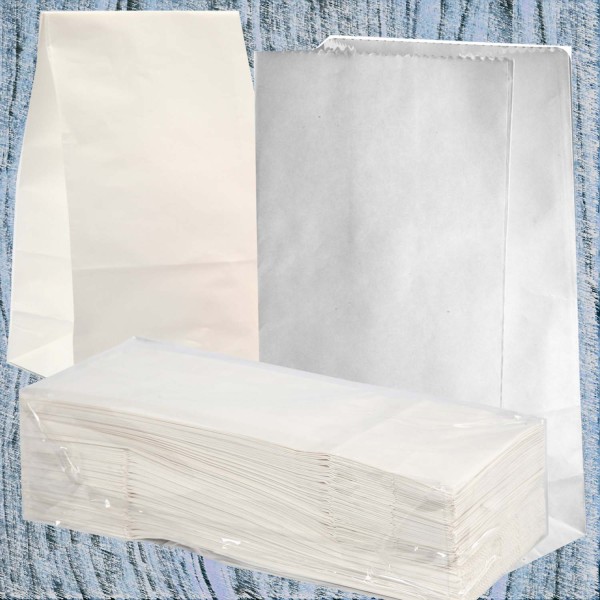 Papiersackerl mit verstärktem Boden, 46 g, 15 x 9 x 27 cm, 100 Stück in Weiß