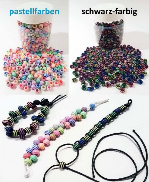 Perlen gerillt zum Fädeln von Armbändern, Halsketten, Schlüsselanhänger, etc., Preis pro Dose