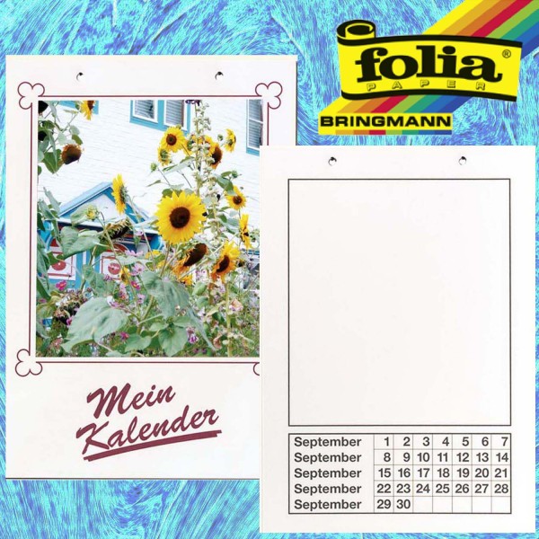 Bastel-Dauerkalender mit Lochung, Format DIN A4, Papier weiß, Druck schwarz