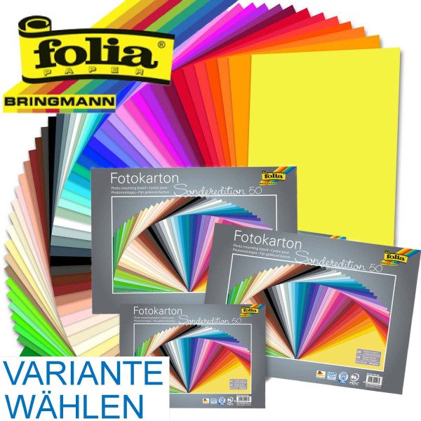 Fotokarton 300 g/qm, Sonderedition, 50 Blatt in 50 Farben
