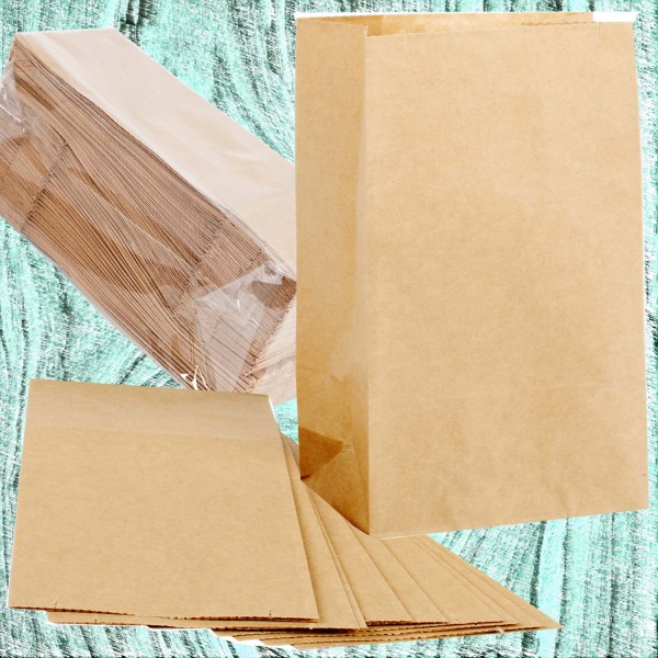 Papiersackerl mit verstärktem Boden, 50 g, 15 x 9 x 27 cm, 100 Stück in Braun