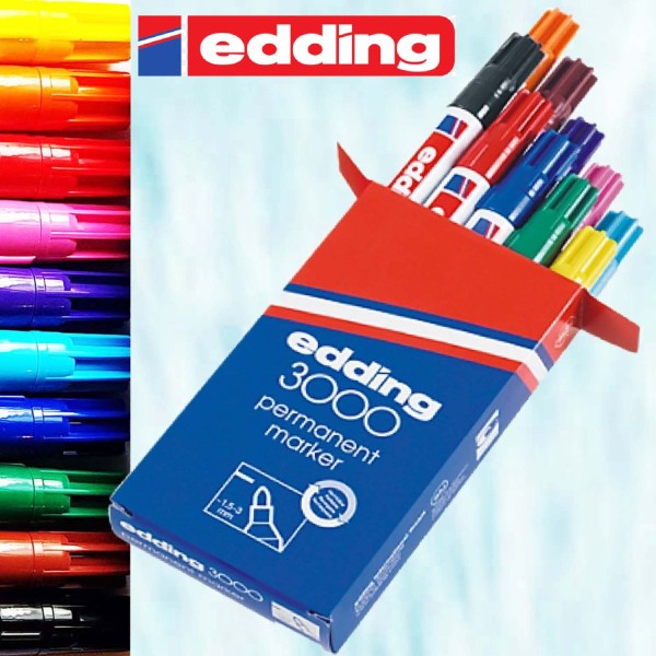 Edding 3000 permanent Marker-SET, Strichstärke 1,5-3 mm, 10 Stück in 10 Farben