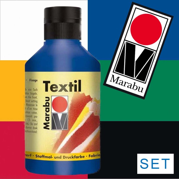 Marabu Stoffmalfarbe SET alle 6 Farben je 250 ml