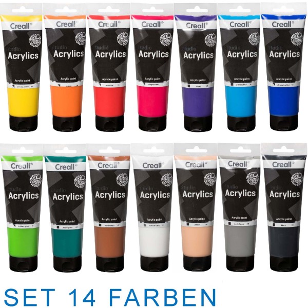Acrylfarbe Creall Studio SET mit 14 Farben, 250 ml Tube pro Farbe