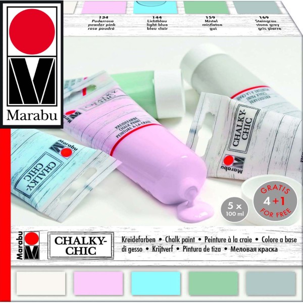 Kreidefarben Chalky-Chic Sortiment von Marabu, 5 Farben je 100 ml