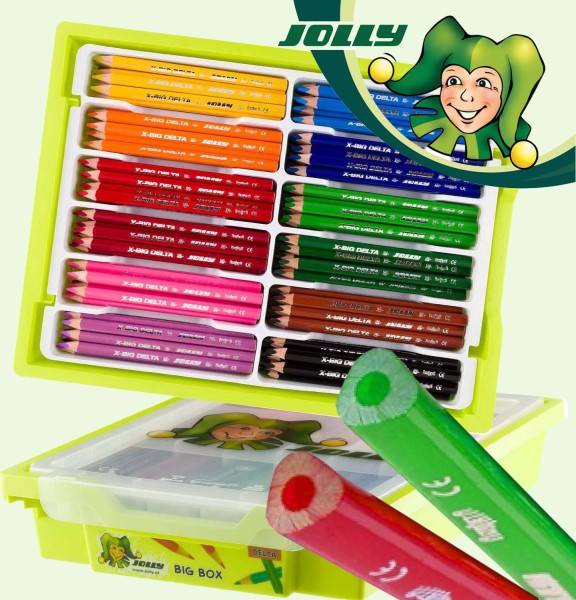Jolly Supersticks X-BIG DELTA 3-kant Dickkernbuntstifte in der Kunststoffbox mit 180 Buntstifte