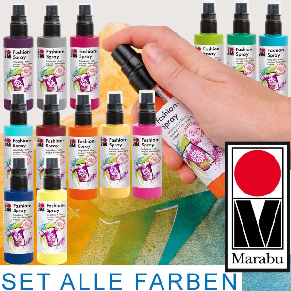Textilsprühfarbe Fashion-Spray SET von Marabu alle 22 Farben, je 100 ml