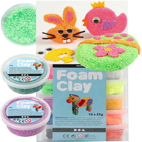 Foam Clay Knetmasse, 10 x 35 g in 10 Farben