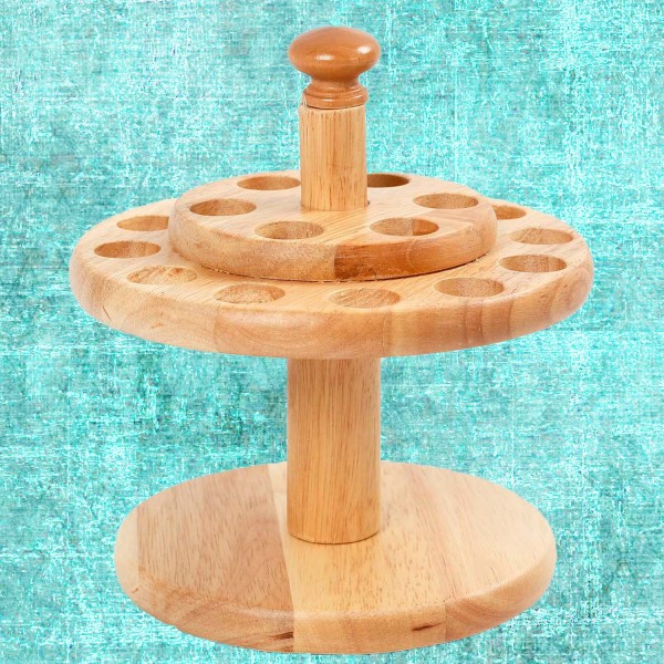 Scherenständer rund, aus Holz mit 18 Löcher, Höhe 13 cm, Durchmesser 19 cm