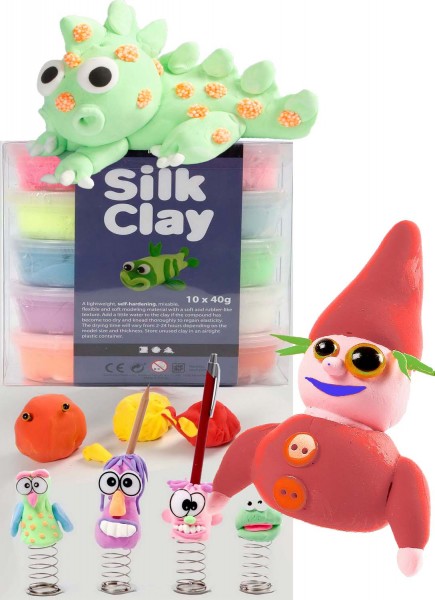 Silk Clay Knetmasse, 10 x 40 g in den 10 Ergänzungsfarben